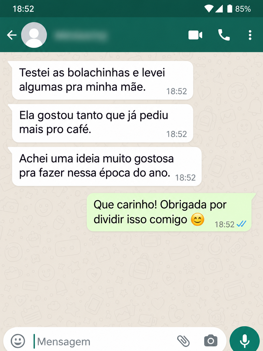 Conversa fictícia: Bolachinhas para compartilhar