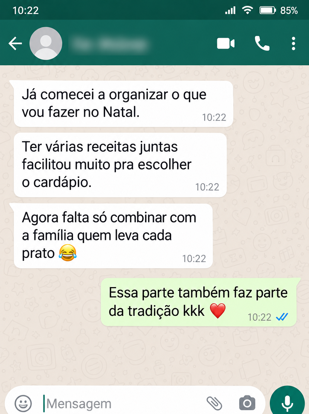 Conversa fictícia: Planejamento do cardápio