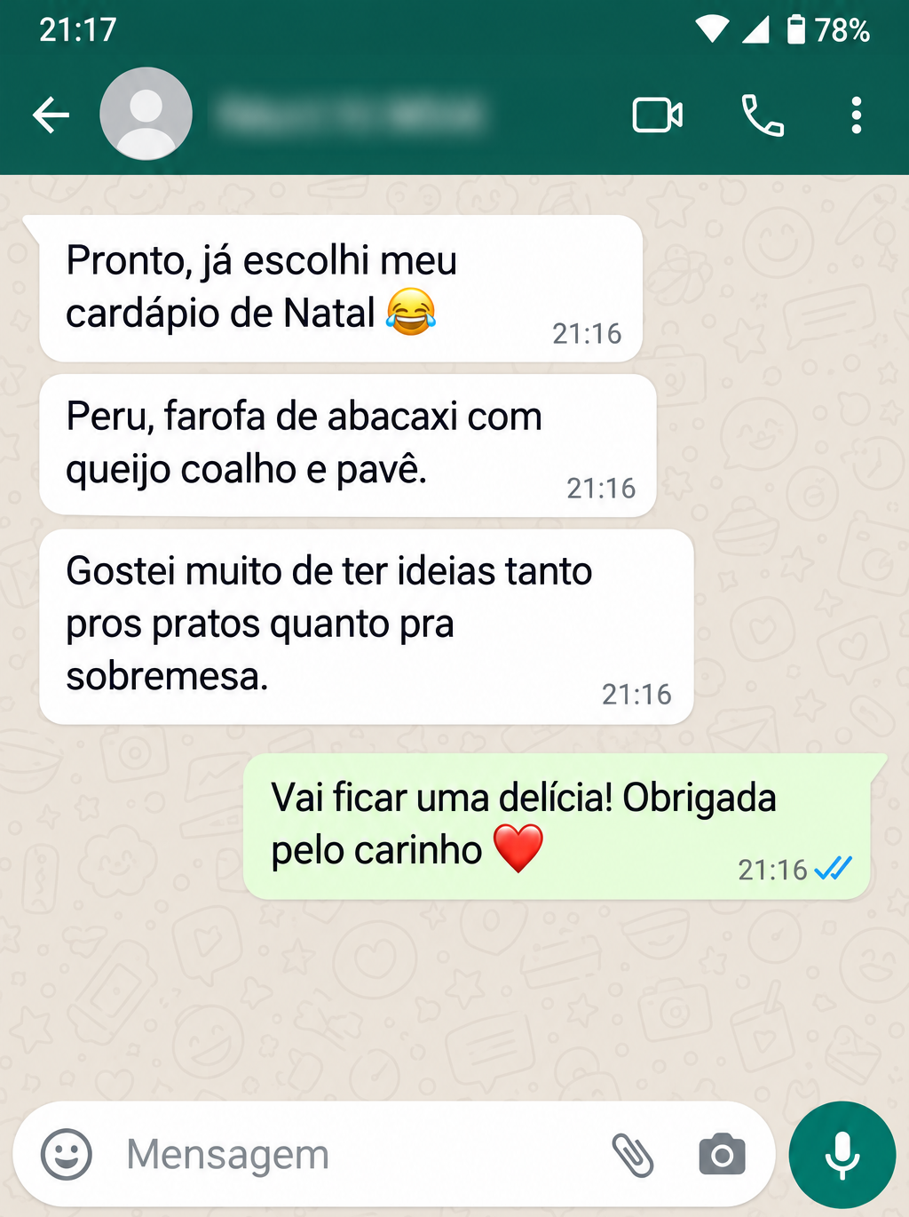 Conversa fictícia: Ideias do prato principal à sobremesa