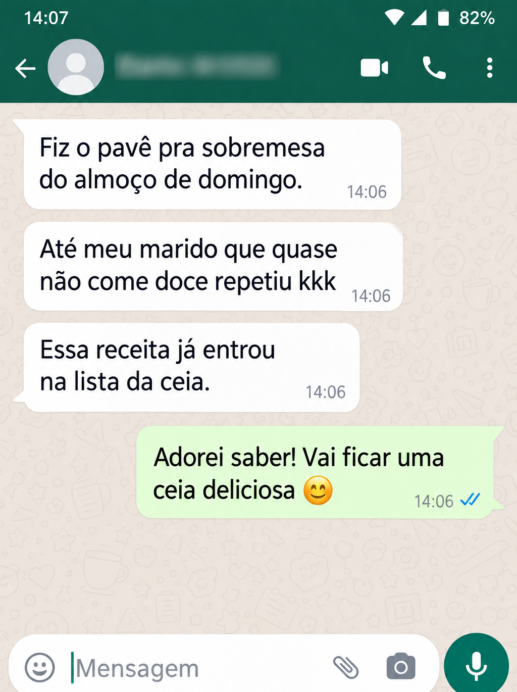 Conversa fictícia: Pavê para a ceia