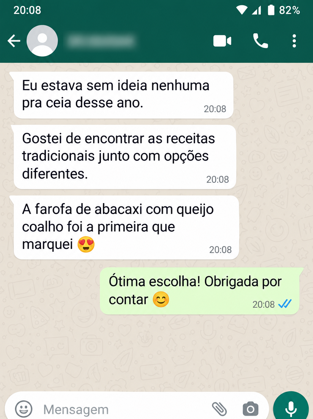 Conversa fictícia: Escolha das receitas